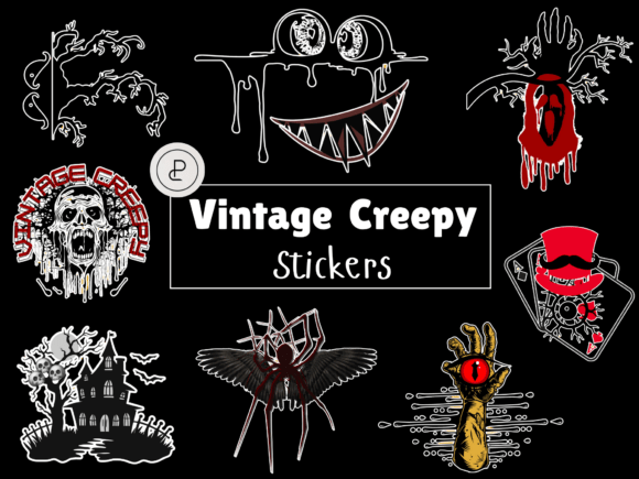 Download Vintage Creepy Sticker PNG Bundle - Sticker png bundle Collection