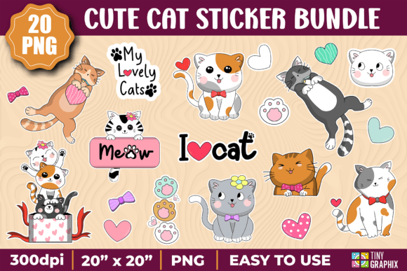 Download Cute Cat Sticker PNG Bundle - Cat PNG - Sticker png bundle Collection