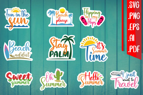 Download Summer Sticker Bundle| 10 Designs - Premium Resources