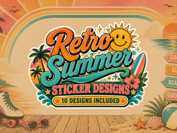 Download 10x Retro Summer Sticker Bundle - Premium Resources