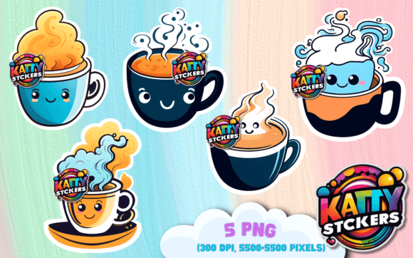 Download Cute Coffee Sticker PNG Bundle V.1 - Sticker png bundle Collection