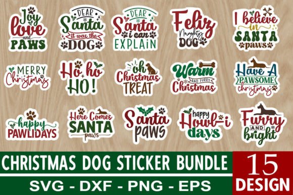 Download Christmas Dog Sticker Design Bundle - Dog sticker design Collection