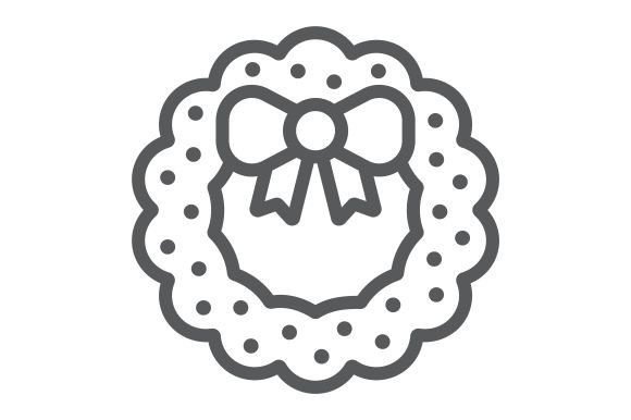 Download Christmas Wreath with Bow Line Icon - Premium Resources